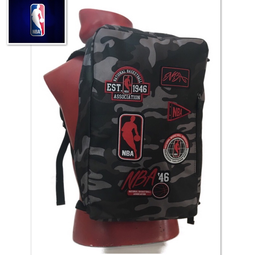 NBA Black Gray Camo Patch Backpack
